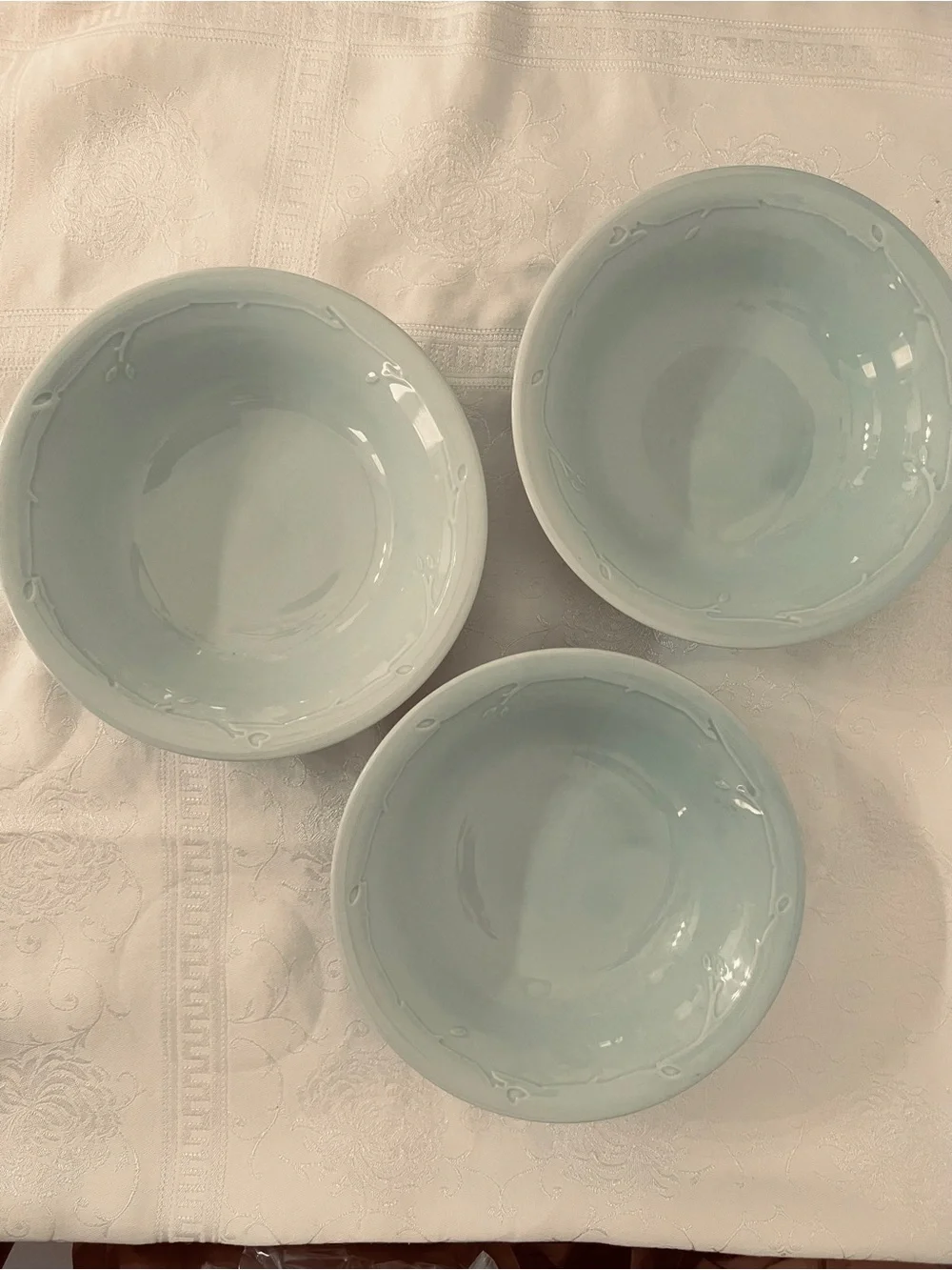 Dansk Wild Willow Celadon Green Pasta/Soup Bowls set of 3